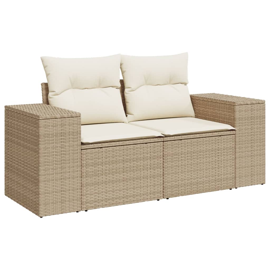 9-Delige Loungeset Met Kussens Poly Rattan Beige