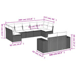 9-Delige Loungeset Met Kussens Poly Rattan Grijs