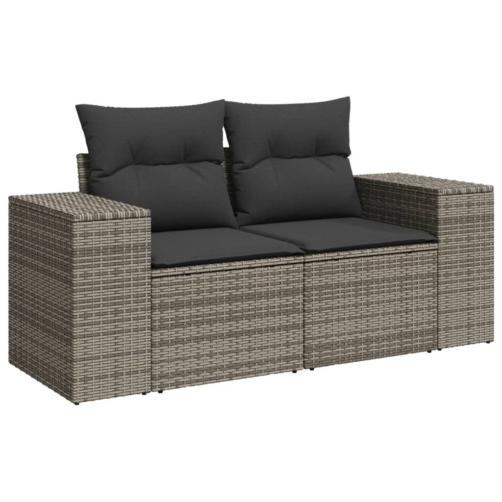 10-Delige Loungeset Met Kussens Poly Rattan Grijs