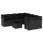 9-Delige Loungeset Met Kussens Poly Rattan Zwart