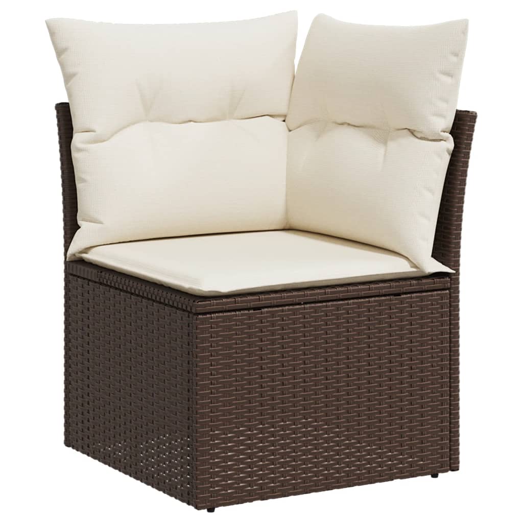 9-Delige Loungeset Met Kussens Poly Rattan Bruin