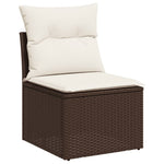 9-Delige Loungeset Met Kussens Poly Rattan Bruin