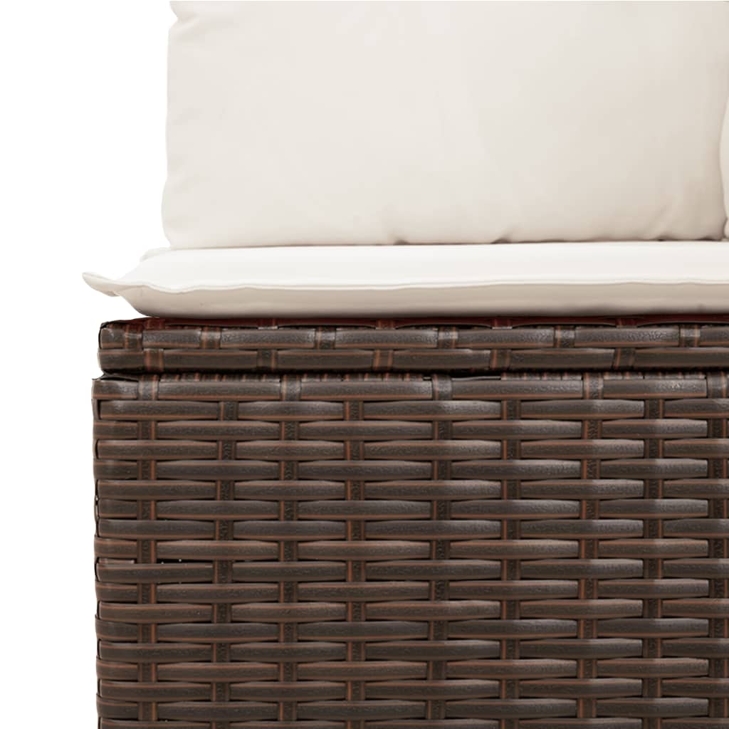 9-Delige Loungeset Met Kussens Poly Rattan Bruin