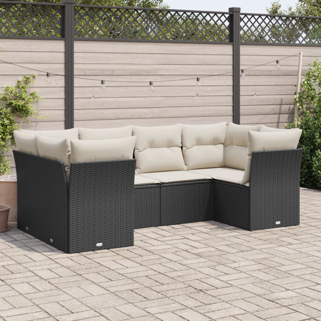 -Delige Loungeset Met Kussens Poly Rattan