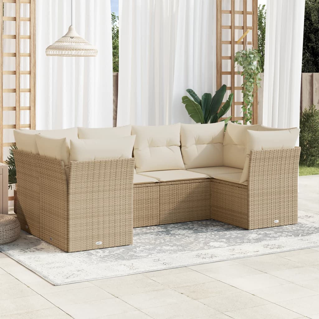 -Delige Loungeset Met Kussens Poly Rattan