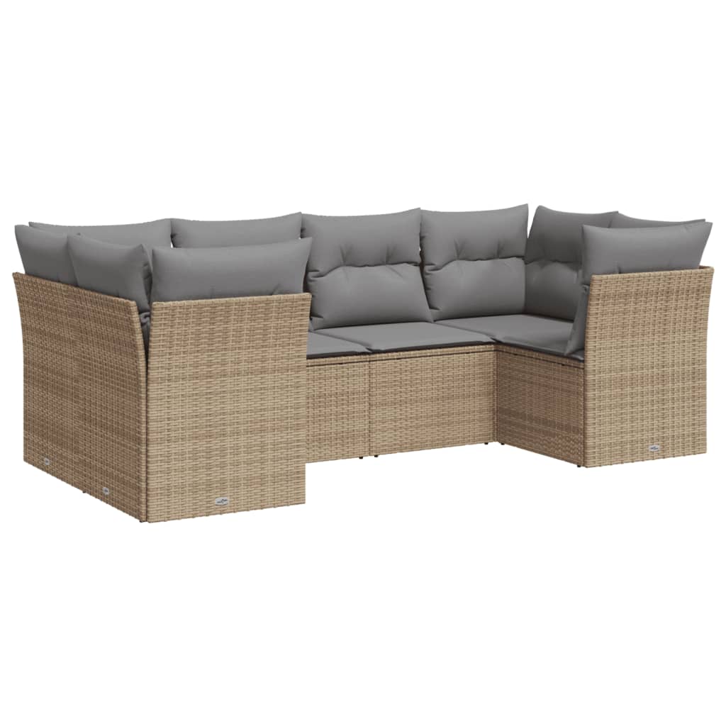 -Delige Loungeset Met Kussens Poly Rattan