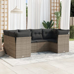 -Delige Loungeset Met Kussens Poly Rattan
