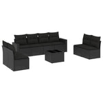 9-Delige Loungeset Met Kussens Poly Rattan Zwart