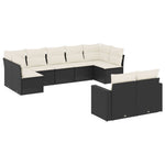 9-Delige Loungeset Met Kussens Poly Rattan Zwart