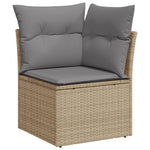 9-Delige Loungeset Met Kussens Poly Rattan Beige