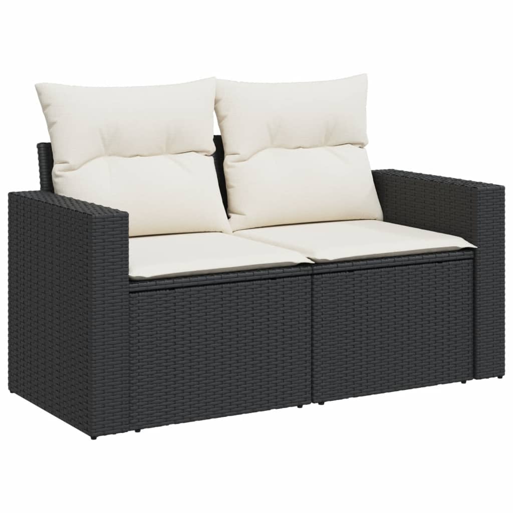 11-Delige Loungeset Met Kussens Poly Rattan Zwart