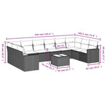 11-Delige Loungeset Met Kussens Poly Rattan Zwart