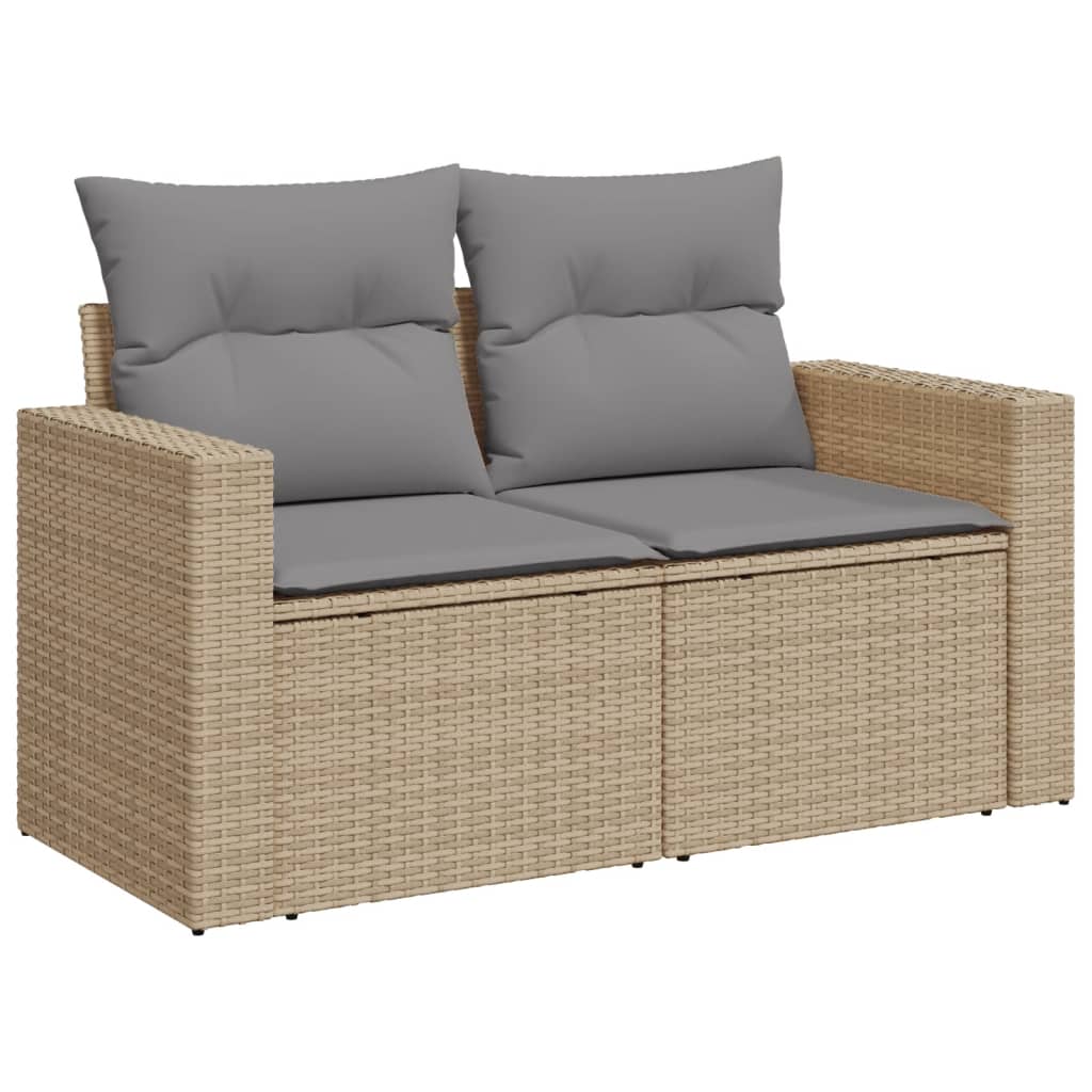 10-Delige Loungeset Met Kussens Poly Rattan Beige