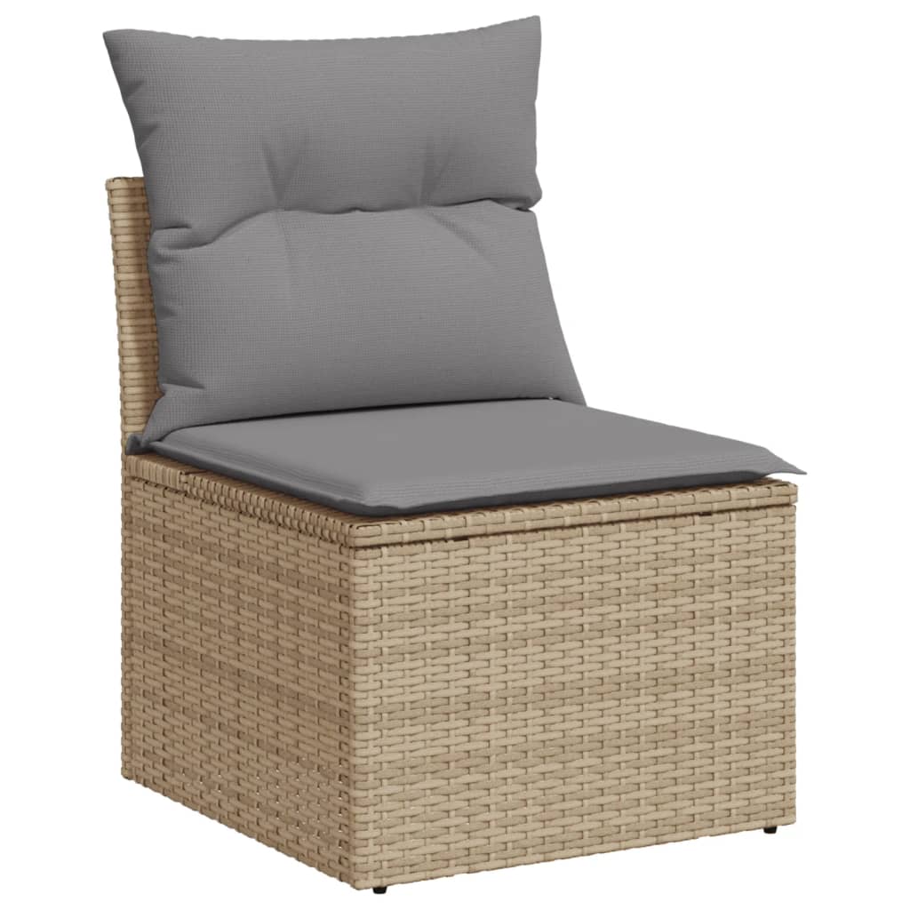 10-Delige Loungeset Met Kussens Poly Rattan Beige