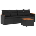 5-Delige Loungeset Met Kussens Poly Rattan Zwart