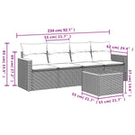 5-Delige Loungeset Met Kussens Poly Rattan Beige