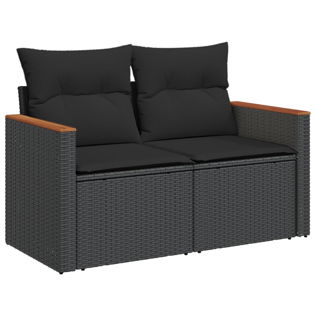 6-Delige Loungeset Met Kussens Poly Rattan Zwart