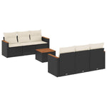 7-Delige Loungeset Met Kussens Poly Rattan Zwart