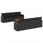 9-Delige Loungeset Met Kussens Poly Rattan Zwart