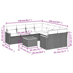 9-Delige Loungeset Met Kussens Poly Rattan Grijs