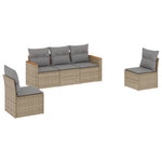 5-Delige Loungeset Met Kussens Poly Rattan Gemengd Beige