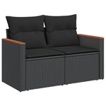 7-Delige Loungeset Met Kussens Poly Rattan Zwart
