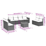 9-Delige Loungeset Met Kussens Poly Rattan Grijs