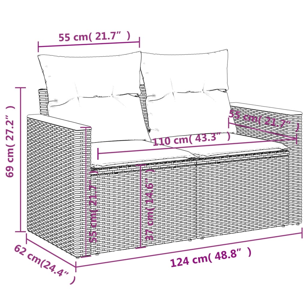 4-Delige Loungeset Met Kussens Poly Rattan Gemengd Beige