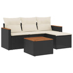5-Delige Loungeset Met Kussens Poly Rattan Zwart