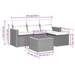 5-Delige Loungeset Met Kussens Poly Rattan Grijs