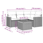 5-Delige Loungeset Met Kussens Poly Rattan Grijs