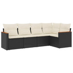 5-Delige Loungeset Met Kussens Poly Rattan Zwart