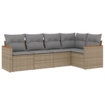 5-Delige Loungeset Met Kussens Poly Rattan Gemengd Beige