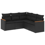 5-Delige Loungeset Met Kussens Poly Rattan Zwart