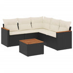 6-Delige Loungeset Met Kussens Poly Rattan Zwart