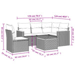 6-Delige Loungeset Met Kussens Poly Rattan Grijs