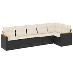 6-Delige Loungeset Met Kussens Poly Rattan Zwart