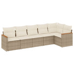 6-Delige Loungeset Met Kussens Poly Rattan Beige