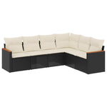 6-Delige Loungeset Met Kussens Poly Rattan Zwart
