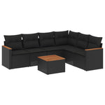 7-Delige Loungeset Met Kussens Poly Rattan Zwart