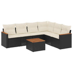 7-Delige Loungeset Met Kussens Poly Rattan Zwart