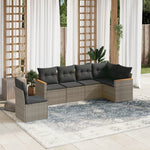 6-Delige Loungeset Met Kussens Poly Rattan Grijs
