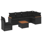 7-Delige Loungeset Met Kussens Poly Rattan Zwart