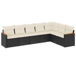 7-Delige Loungeset Met Kussens Poly Rattan Zwart