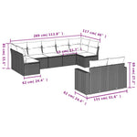 9-Delige Loungeset Met Kussens Poly Rattan Zwart