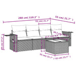 5-Delige Loungeset Met Kussens Poly Rattan Zwart