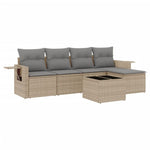 6-Delige Loungeset Met Kussens Poly Rattan Beige