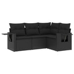 4-Delige Loungeset Met Kussens Poly Rattan Zwart