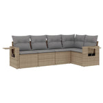 5-Delige Loungeset Met Kussens Poly Rattan Beige