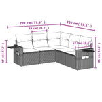 5-Delige Loungeset Met Kussens Poly Rattan Zwart